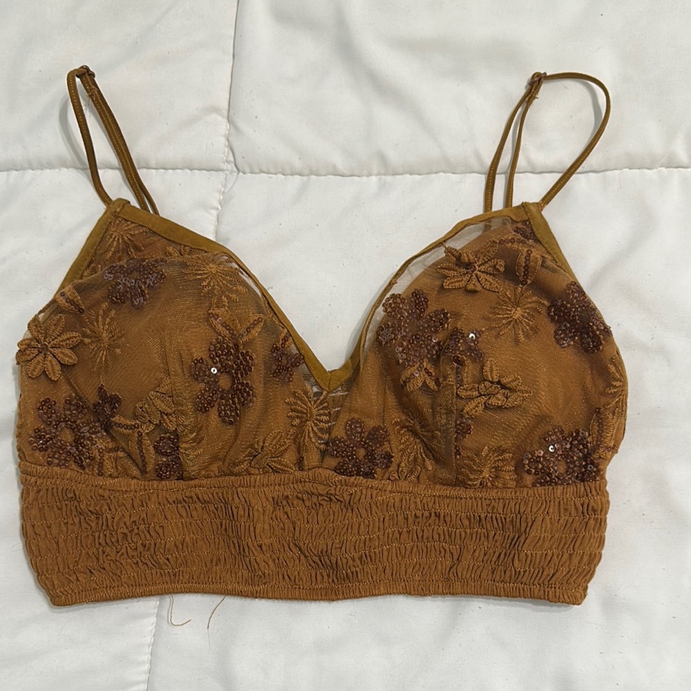 Flower-Sequined Bralette